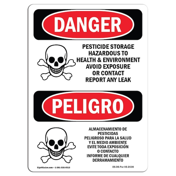 Signmission Safety Sign, 14" Height Rigid Plastic, Pesticide Storage Hazardous To HealthSign, Span OS-DS-P-1014-VS-2038 - main